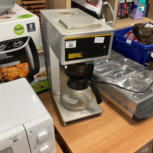 Stainless steel Buffalo commercial coffee pot machine for brewing.