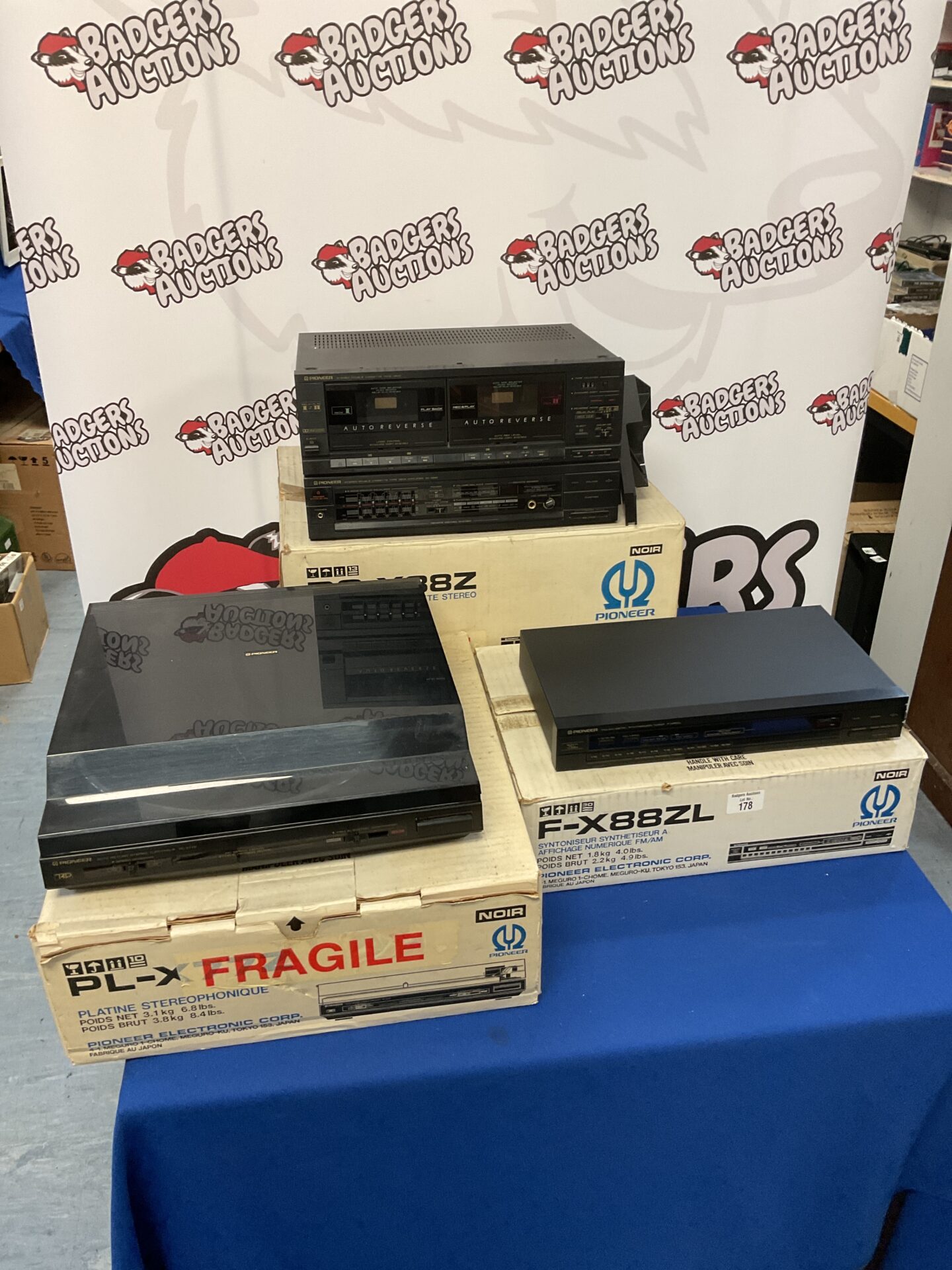 178 Pioneer dc-x88z cassette stereo with f-x88zl synthesizer & pl-x77z turntable