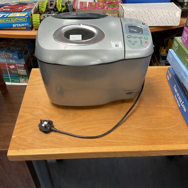 Silver Breville bread maker appliance for home baking.