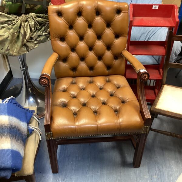 brown leather captains chair