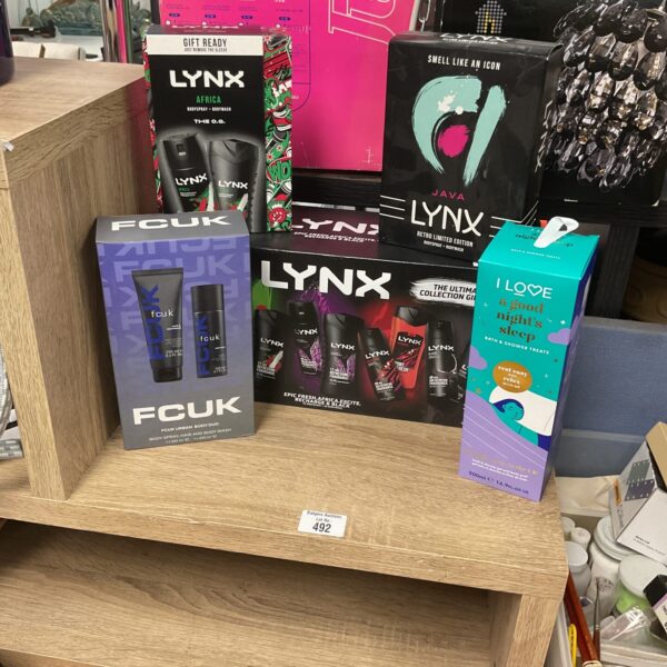 Mixed lot of men's body spray and wash including Lynx and fcuk.