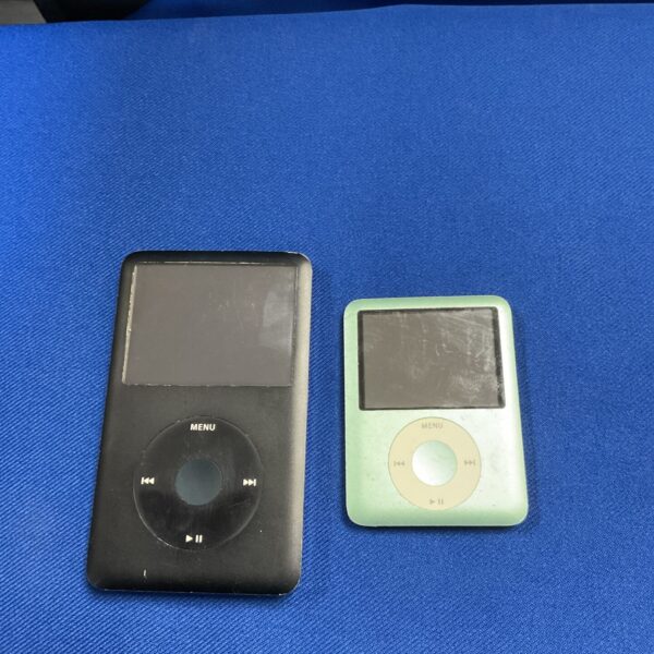 Front view of a black Apple iPod Classic MP3 player.