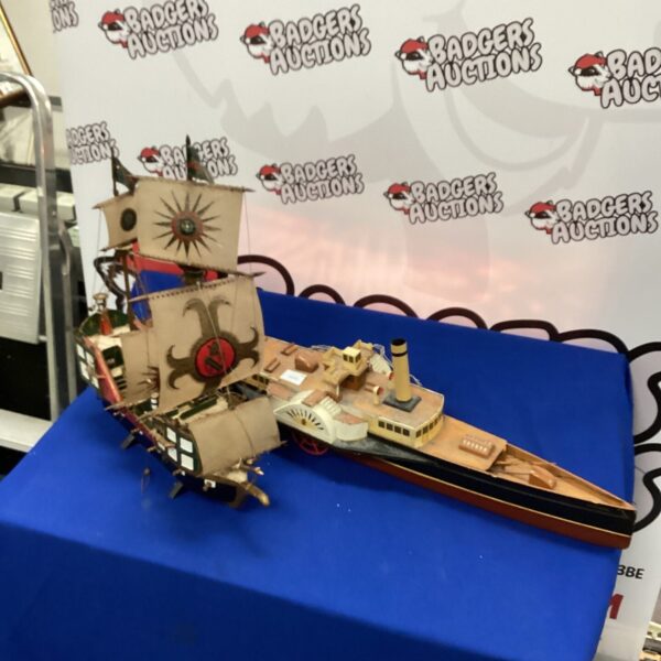 Detailed vintage model paddle steamer, a nautical collectable.