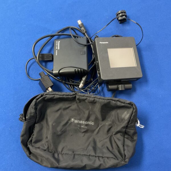 Front view of the Panasonic TC-MC3U portable monitor with cables.
