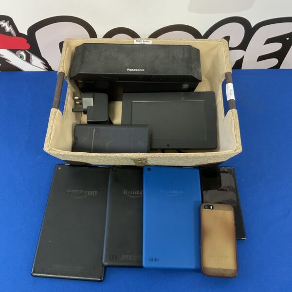 Mixed lot of used tablets and mobile phones including Apple and Sony devices.