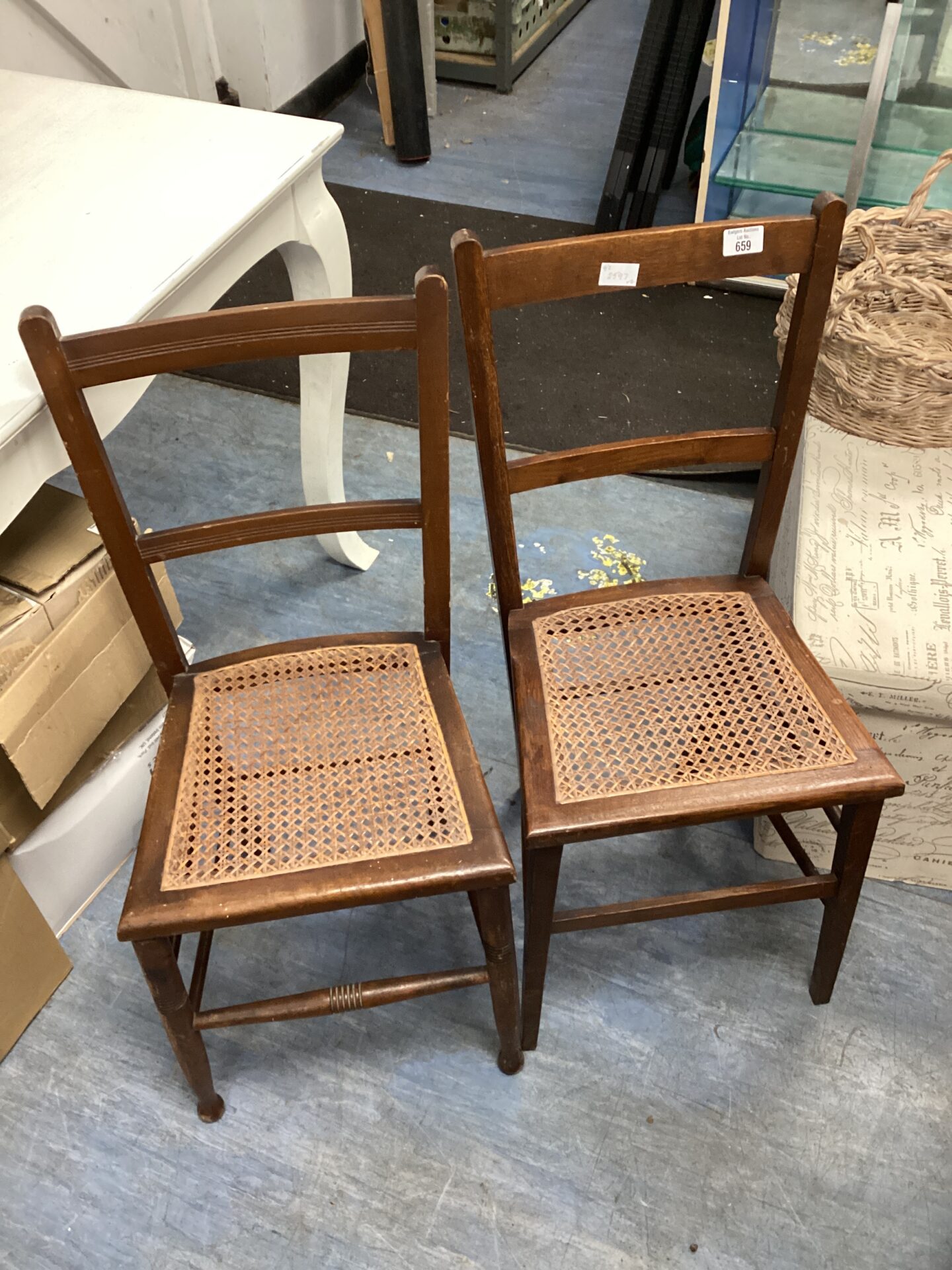 1240 Two vintage rattan hall chairs