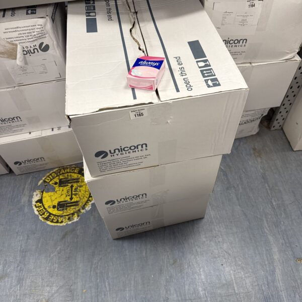 Wholesale lot of Always sanitary towels in cardboard boxes.