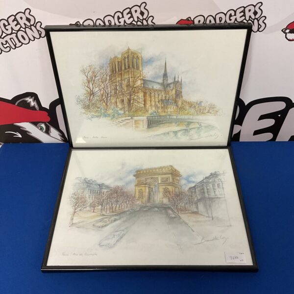 Vintage Bernadette Voz print of Notre Dame Cathedral in Paris.
