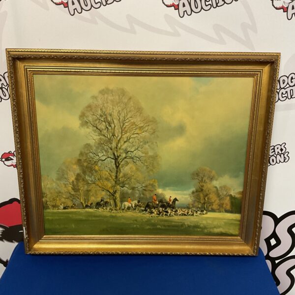 Vintage Frank Wootton South Down hunt print in a gilt frame.