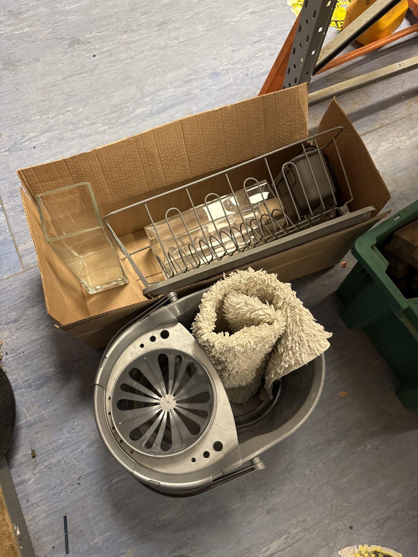 1181 Selection of items inc mop bucket, vases & drainage board organiser