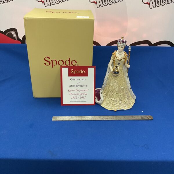 Spode Queen Elizabeth II Diamond Jubilee porcelain figurine, limited edition collectible.