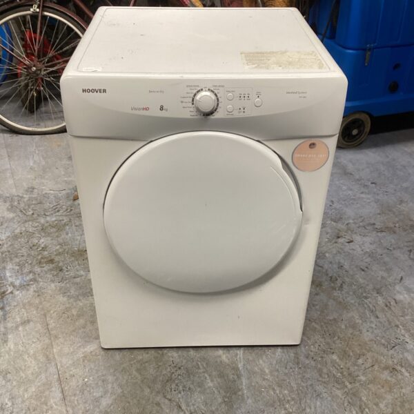 White Hoover Vision HD tumble dryer, laundry appliance.