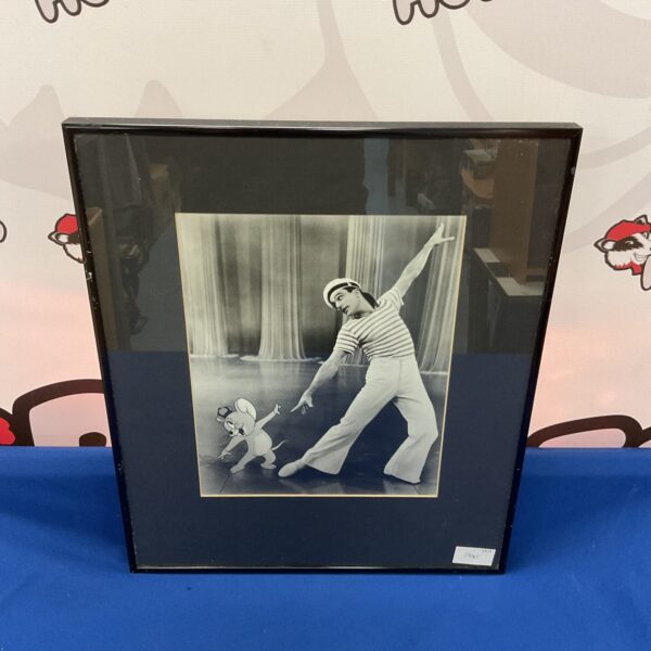 Framed vintage print of Fred Astaire dancing with Jerry Mouse.