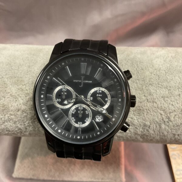 Black dial Jasper Conran wristwatch with stainless steel band.