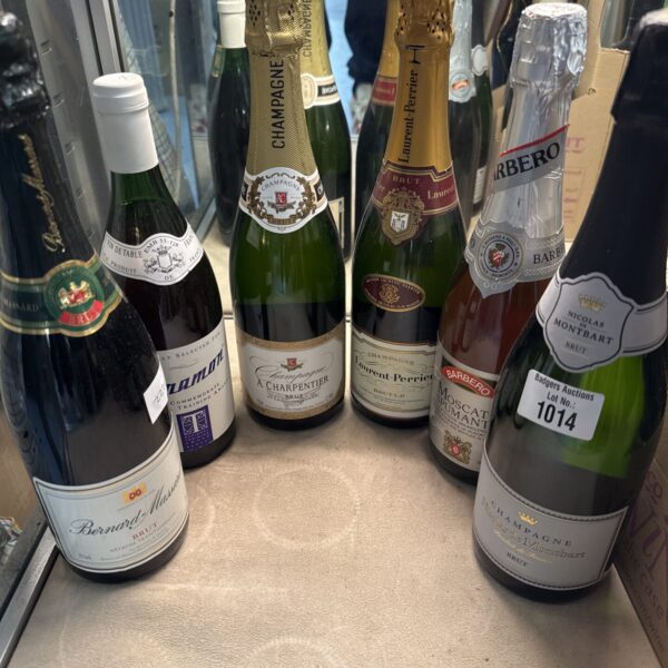 Mixed lot of champagne and alcohol bottles for collectors.