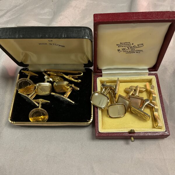 Vintage cufflinks presented in their original presentation box.