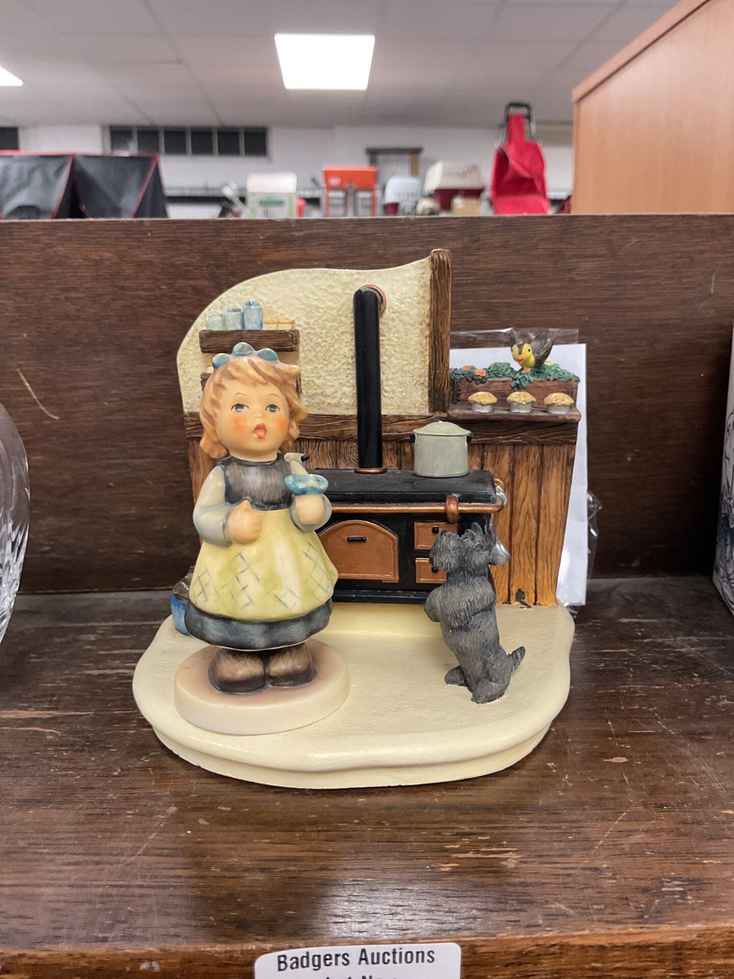 342 Hummel Kozy Kitchen with goebel girl figurine