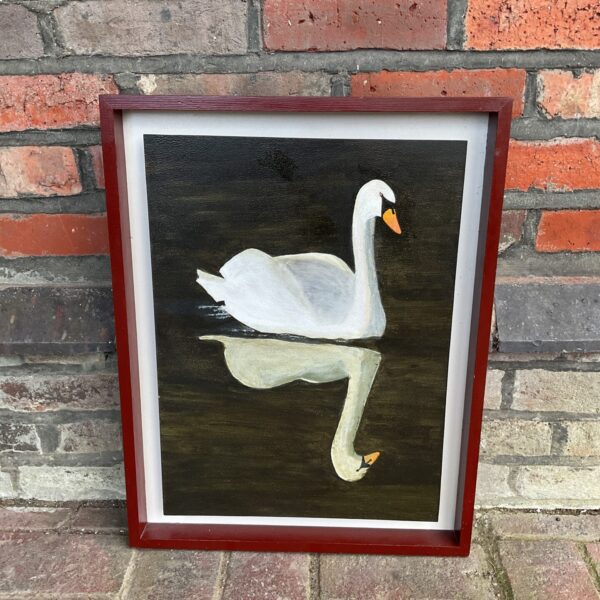 Original oil painting of a Buckinghamshire swan by b m waller.