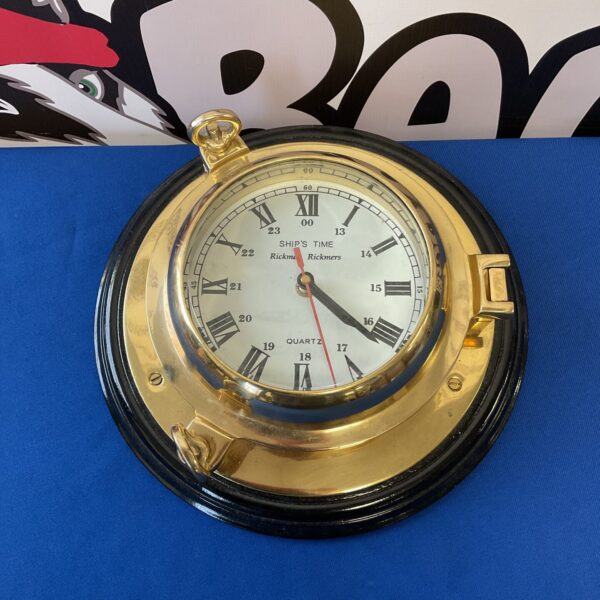 Vintage Rickmer Rickmers brass ships time clock for nautical decor.