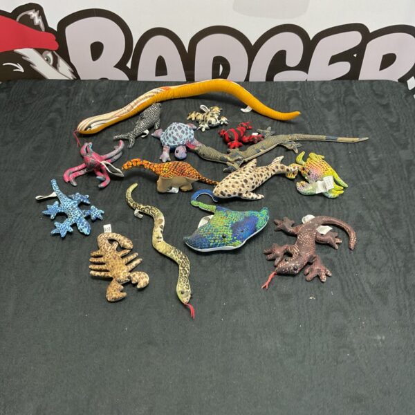 Vintage Selecof sand filled animal toy collection.
