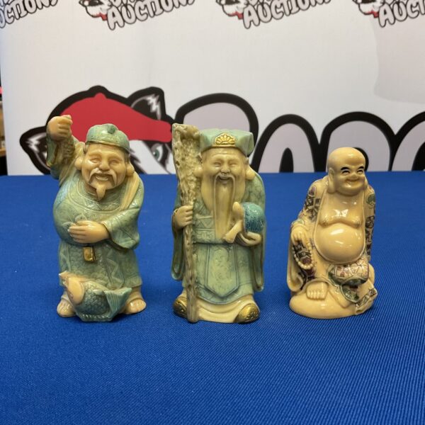 Vintage Chinese wise man figures, ceramic statues, Asian art.