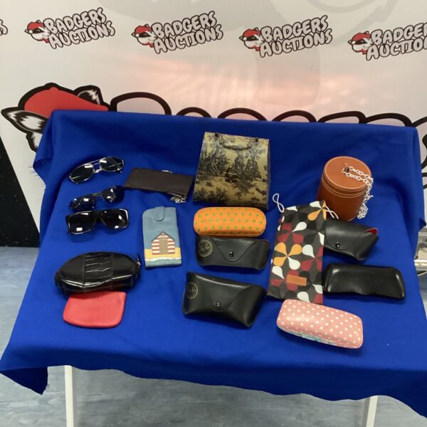 Lot of vintage sunglasses and cases, including Ray Ban.