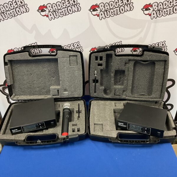 Two Soundlab wireless microphone receivers with microphone.