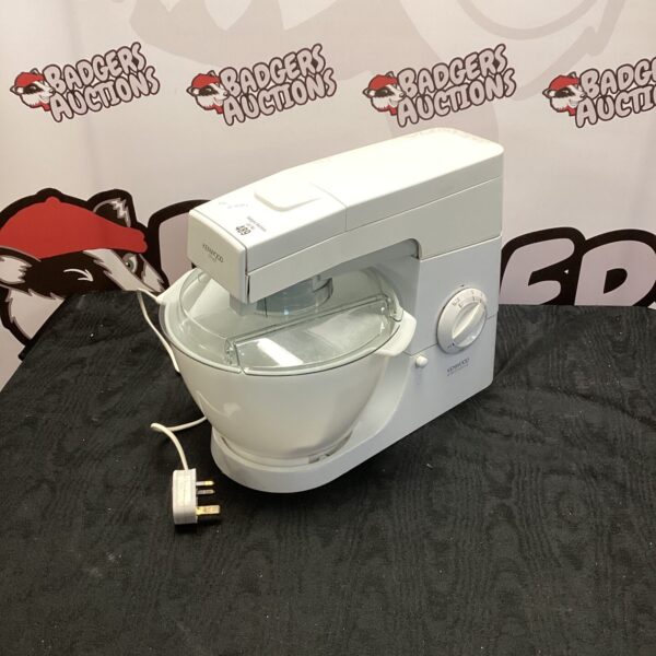 Vintage Kenwood Chef Electronic stand mixer in a kitchen setting.