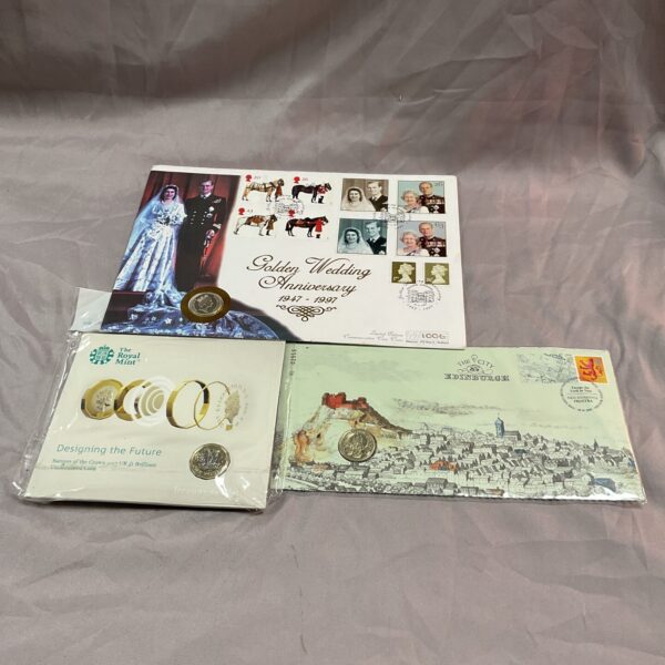 1947 Royal Wedding coin and first day cover set for collectors.