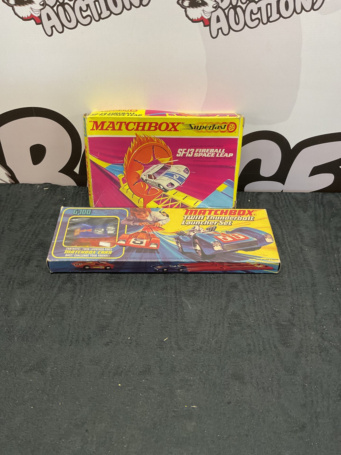 405 Two vintage matchbox boxed diecasts inc SF-I3 fireball space leap and twin thunderbolt launcher set