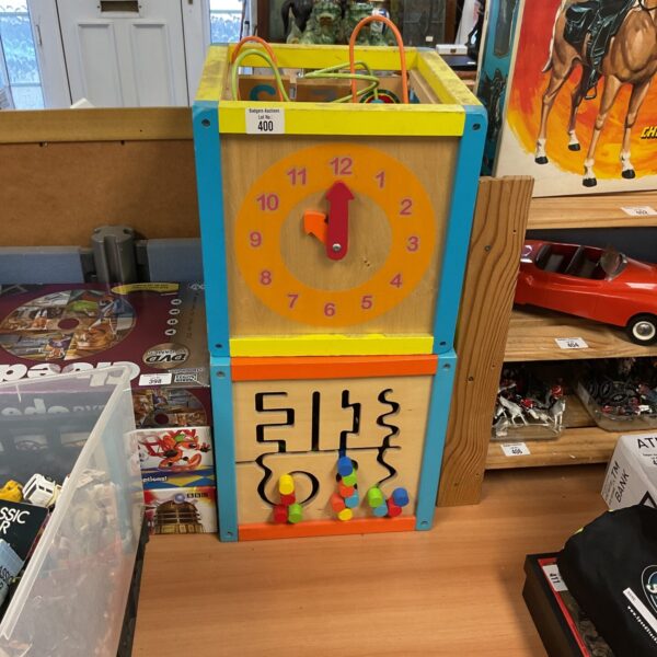 Colourful vintage wooden stacking blocks for children's educational play.