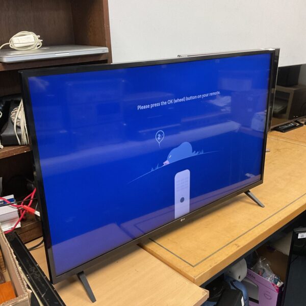 Front view of used LG 43" HD television.