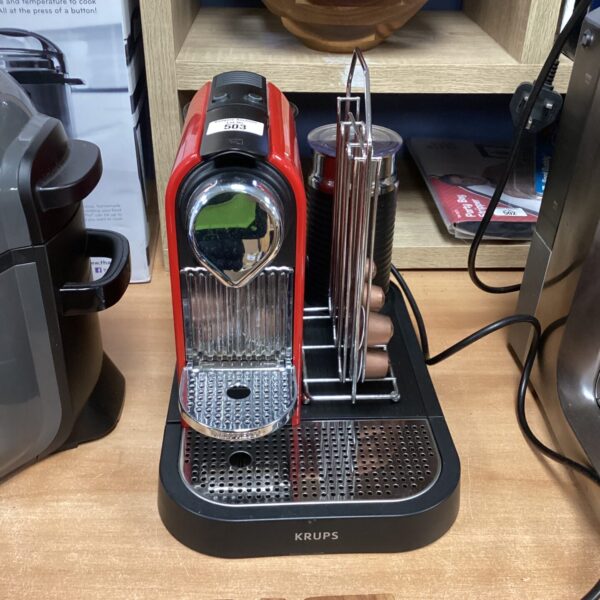Sleek Krups Nespresso Citiz coffee machine for pod coffee brewing.