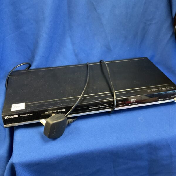 Black Toshiba DVD player for retro home cinema setups.