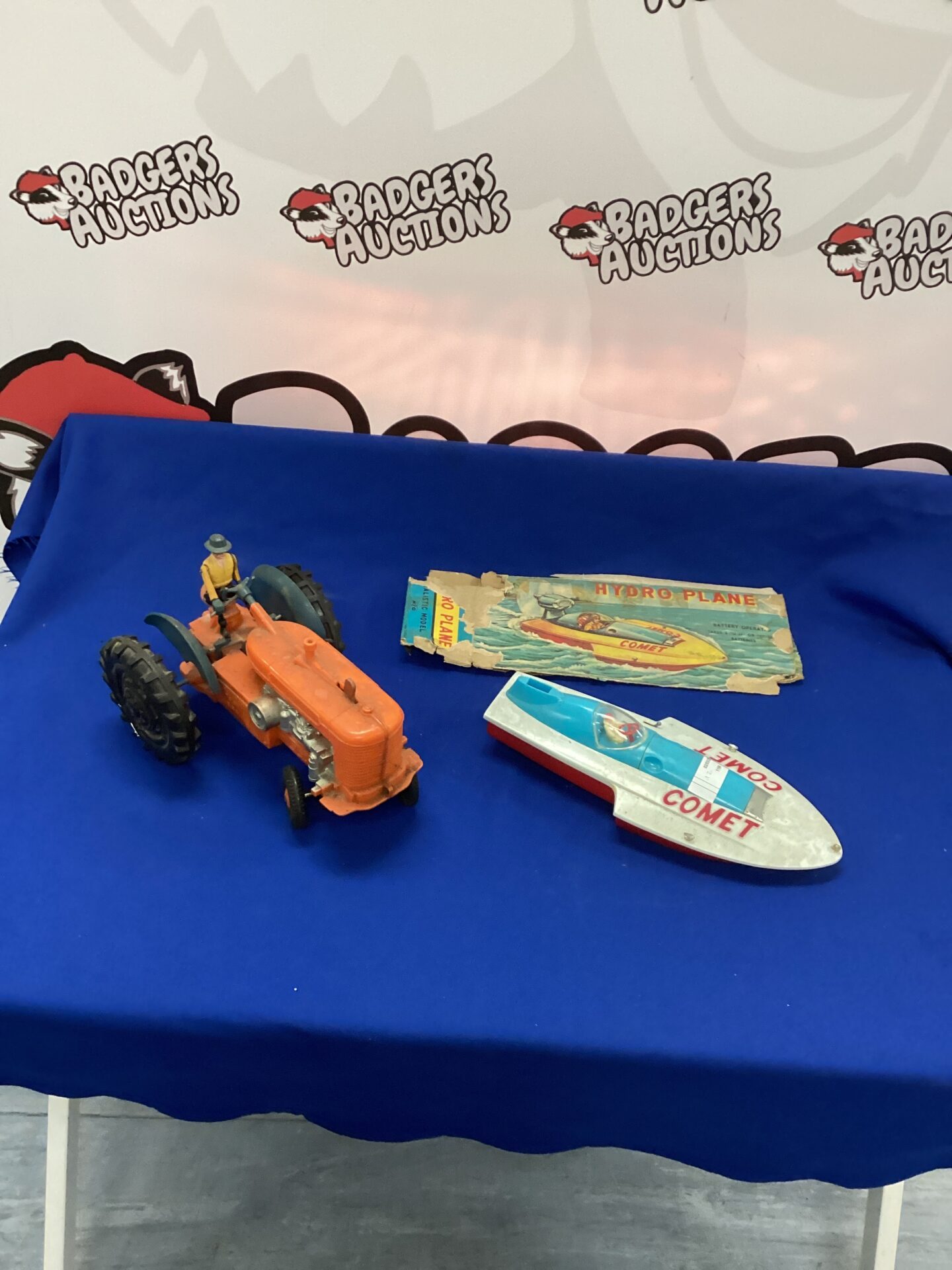 384 Vintage Toy Tractor and Hydro Plane Comet