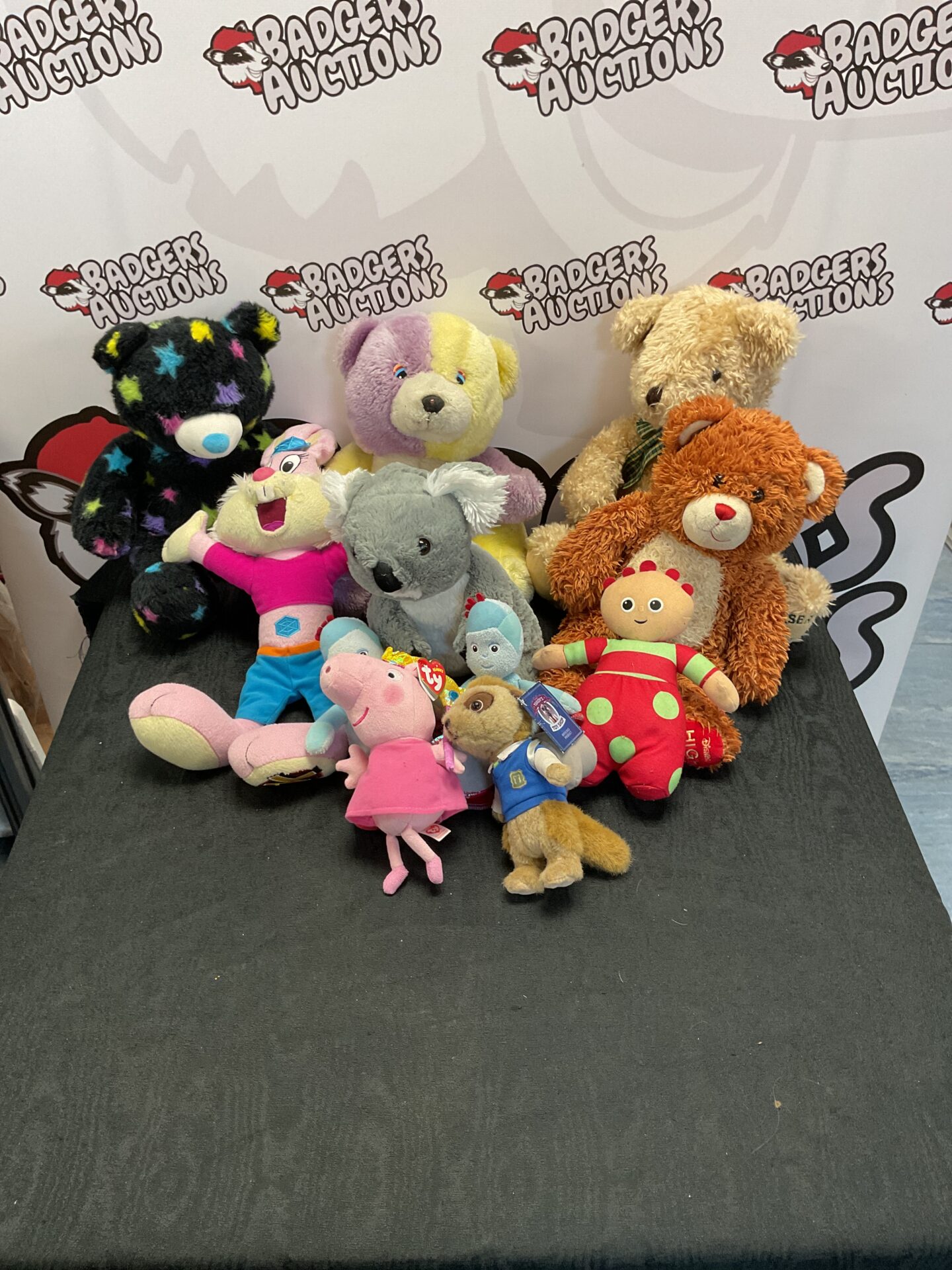 433 Selection of mixed teddies and plsuhes inc build a bear, disney, house of fraser and ty beanies