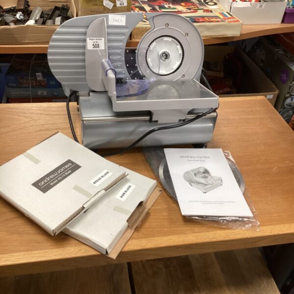 Andrew James food slicer in used condition, kitchen appliance.