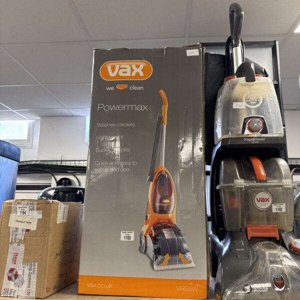 Vax Powermax carpet cleaner, a home appliance for cleaning carpets.