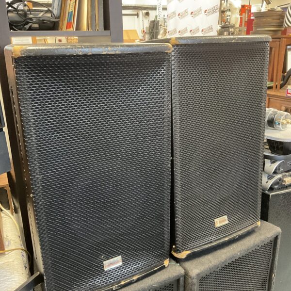 Pair of vintage audiospares PA speakers with 12 inch drivers.
