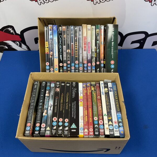 DVD selection featuring Breaking Bad and Vikings box sets.