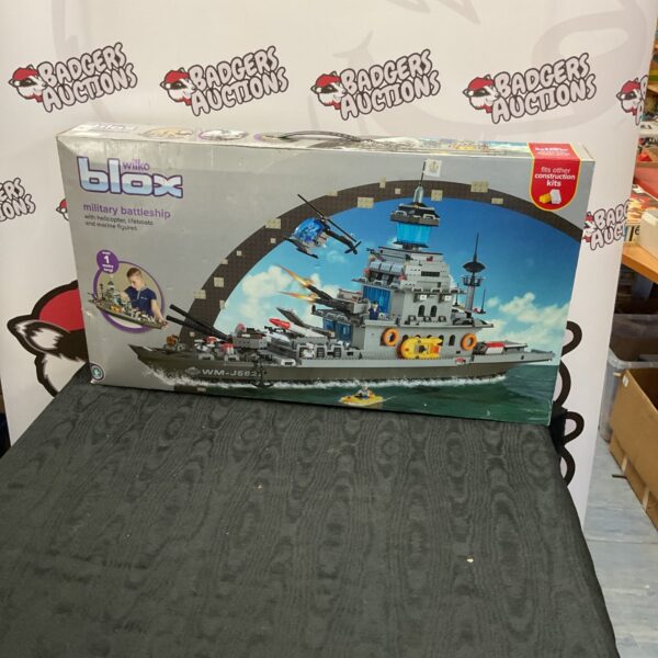 Large Wilko Blox military battleship construction toy model.