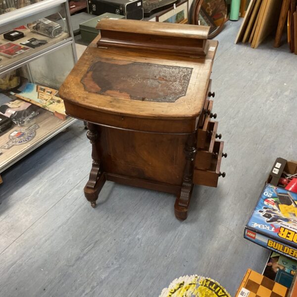 Antique Victorian walnut davenport desk with drawers.