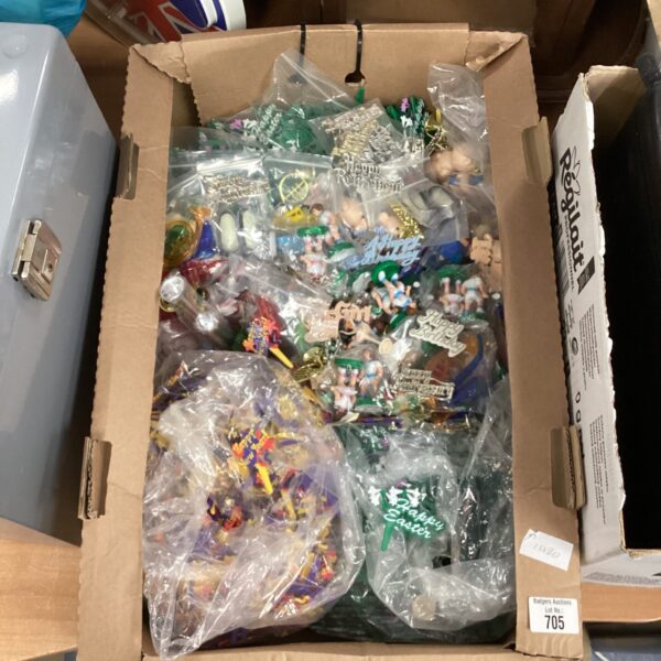 Mixed lot of colourful plastic cake topper decorations.
