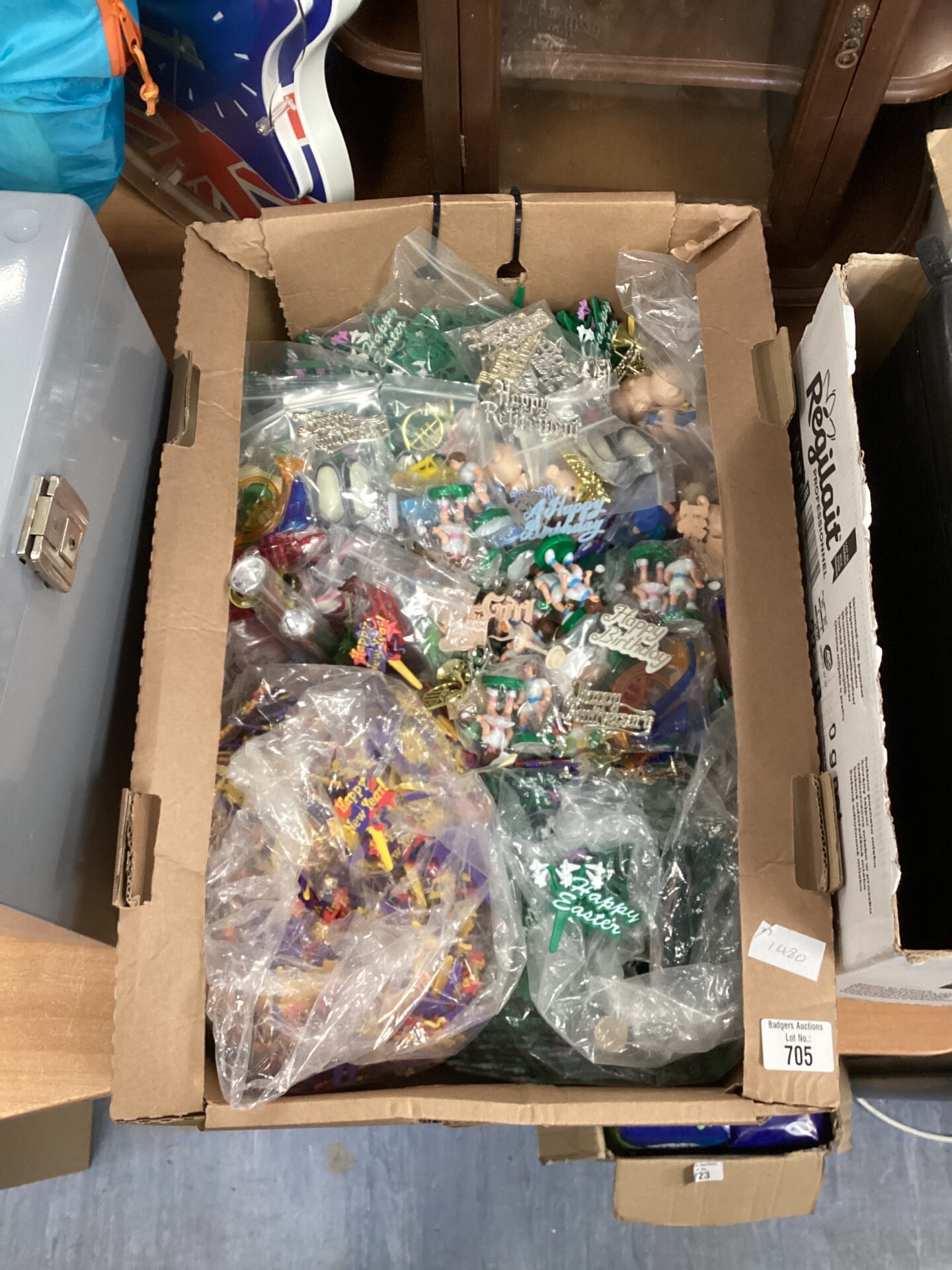 707 Box of mixed cake topper decorations
