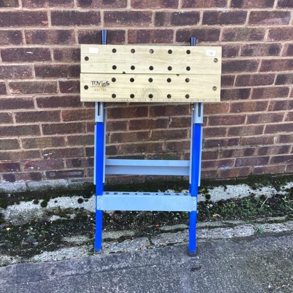 Blue TUV work bench, portable folding work table.