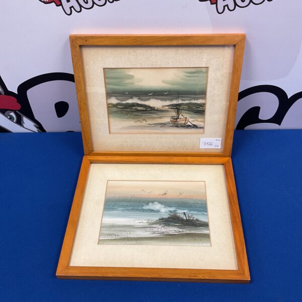 Pair of original artist signed coastal watercolour paintings.
