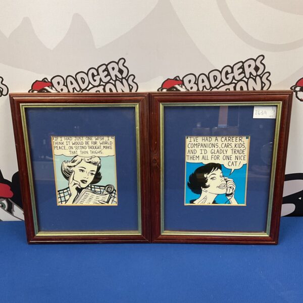 Two framed David Fowler prints of ladies, vintage wall art.