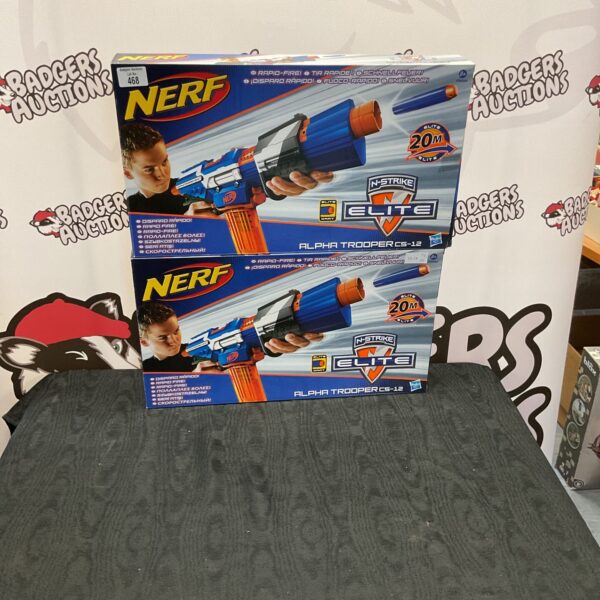 Nerf N-Strike Elite Alpha Trooper CS-12 blaster toy, front view.