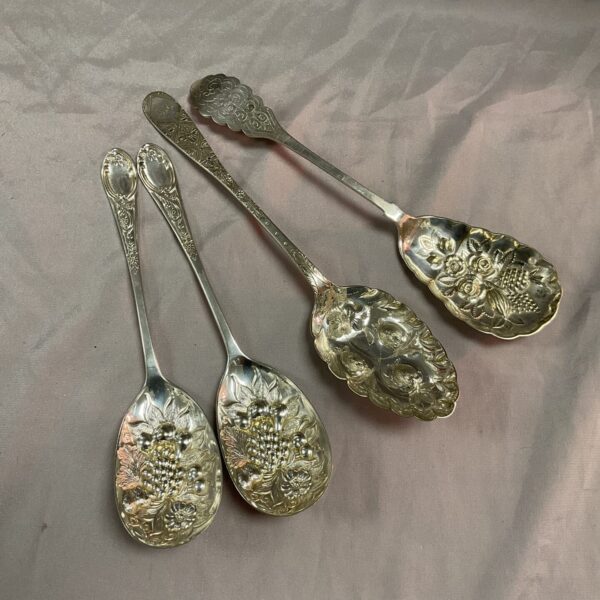 Antique silver plated berry spoons by Naylor and Henry Wilkinson.