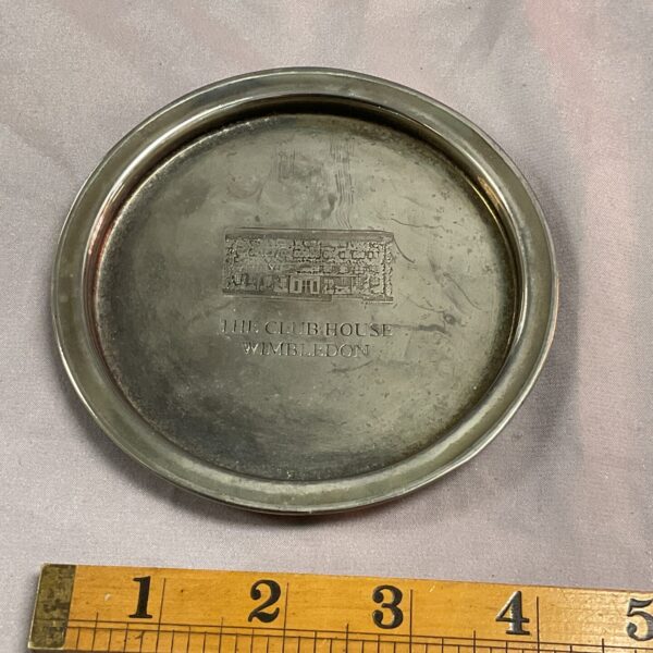 Vintage silver plate Wimbledon clubhouse wine bottle coaster.